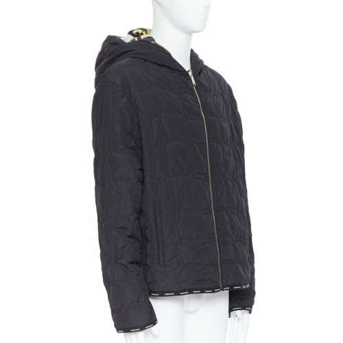VERSACE Reversible Baroque Alphabet black gold print quilted jacket IT54 2XL - Picture 2 of 12