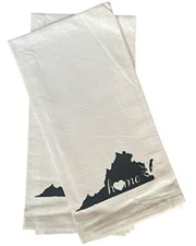 2 Pcs, 100% Cotton Virginia State Flour Sack Printed Kitchen Towels 20 x 28 Inch