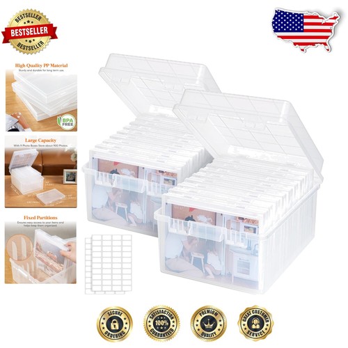 Versatile 2-Pack Clear Photo Storage Box: 5x7 Organizer for All Delicate Items