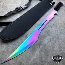 27" Rainbow Full Tang Blade Machete Tactical Katana Ninja Sword w/ Sheath New