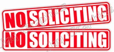 NO SOLICITING Vinyl Decals | Small Business Window Stickers | Red Sign