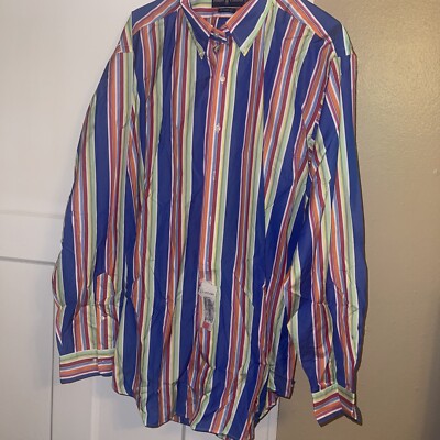 トップス Ralph Lauren 90s L/S B.D Striped Shirt16 Vtg 90's Polo Ralph Lauren Multi Colors Striped Button-Up Shirt