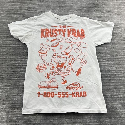 Krusty Krab Shirt Size S Womens Sponge Bob Nickelodeon T-shirt Tee White Small