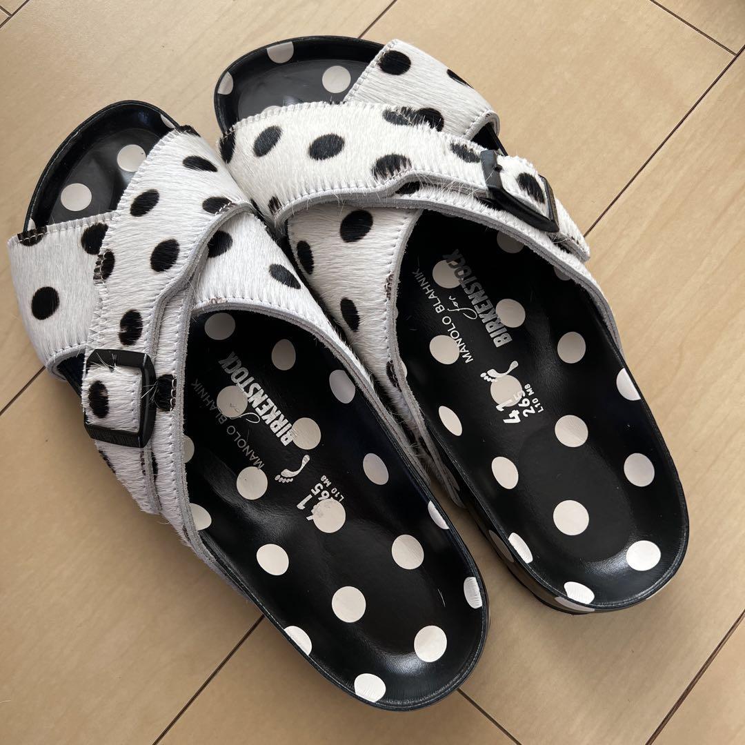 MANOLO BLAHNIK × Birkenstock◆ Rodra polka-dot MANOLO BLAHNIK × BIRKENSTOCK Rodra Polka Dots White Black