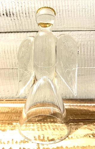 STEUBEN 8853 Angel with Golden Halo Sculpture Art Glass Taf Lebel Schaefer