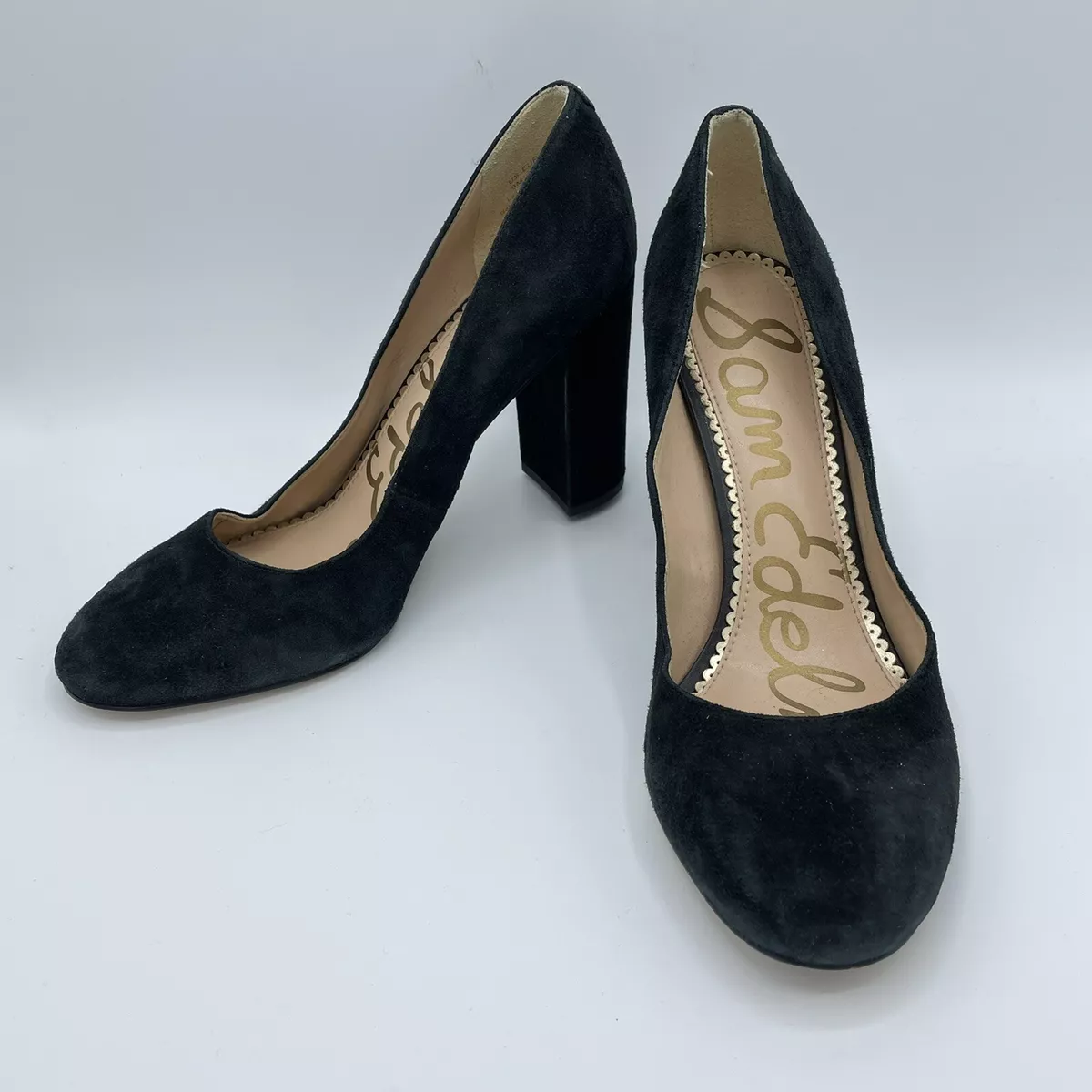 Sam Edelman Women Stillson Block Heel Pump Black Suede Sz 9M SB5