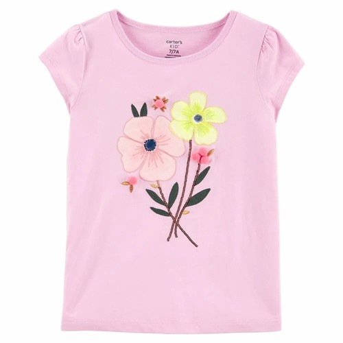 New Carter's Two Piece Pink Shirt & Floral Shorts Outfit Size 4 NWT - Picture 2 of 3