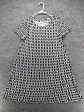 Talbots Petite Dress Womens Large Petite Black White Daisy Floral A-Line Knit