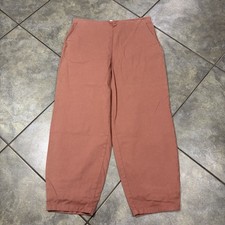 Eileen Fisher Womens Clay Ankle Lantern  Pant Cotton Hemp Loose Sz M Casual EUC