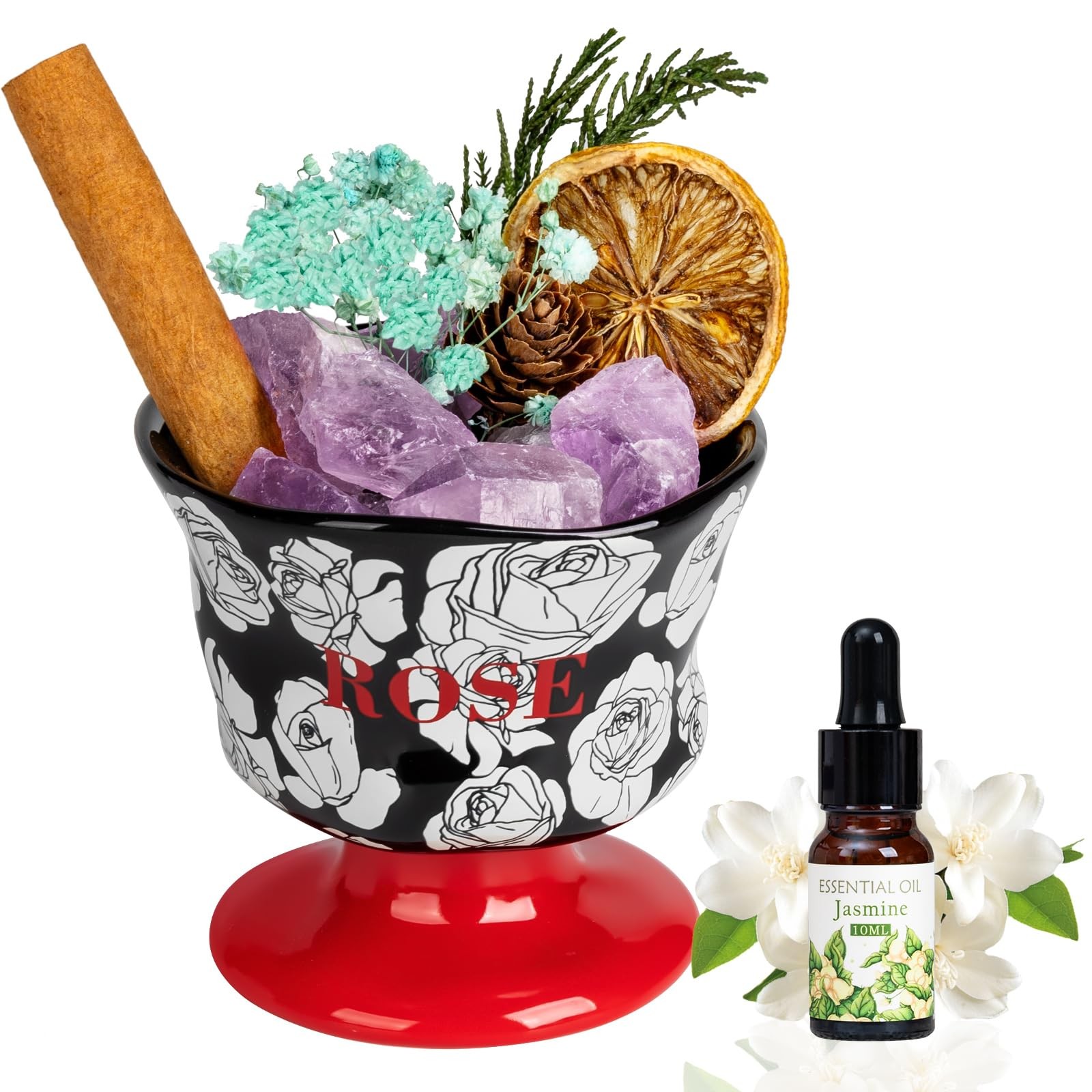 Essential Oil Diffuser Set, Natural Crystal Stone, Jasmine Aromatherapy Diffu...-image