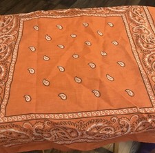 Bandana Scarf Handkerchief Made In USA Orange Cotton 21  x21  Colorfast