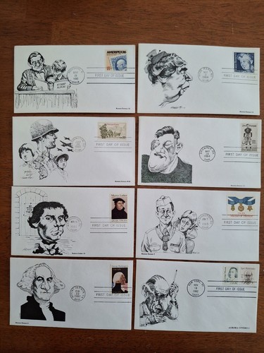US Aurora Covers FDC 1980's Lot of 8 Washington Viet Nam Roosevelt Thorpe Medal - Picture 1 of 2