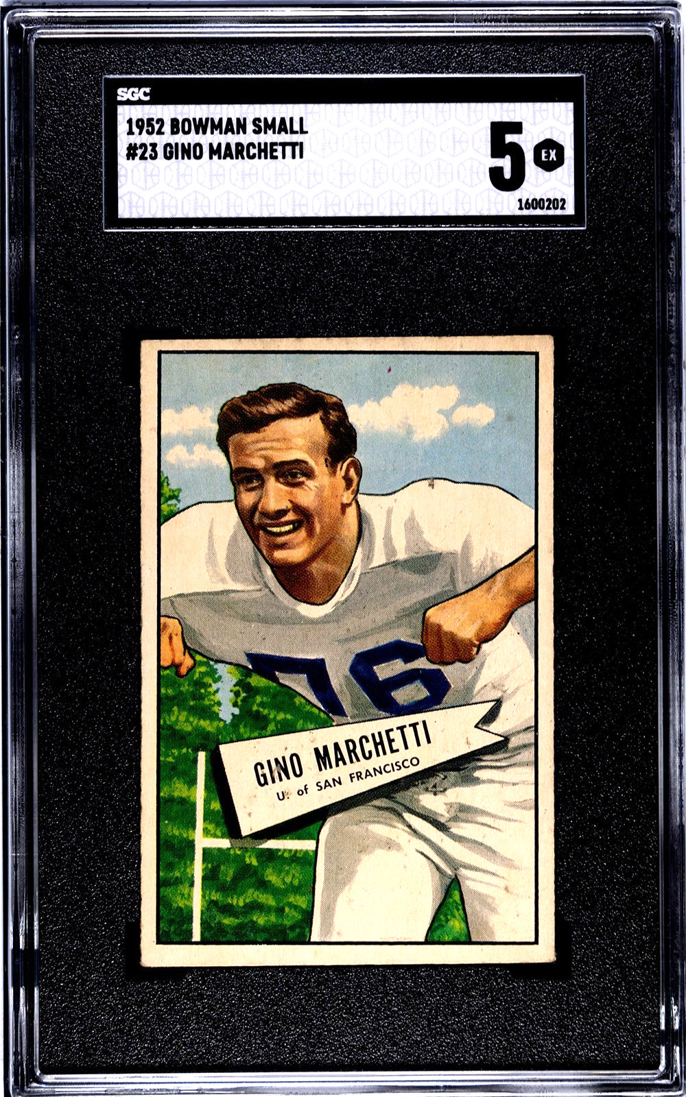 1952 Bowman Small GINO MARCHETTI ROOKIE Colts #23 SGC 5 EX Condition