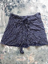 Brandy Melville Navy Floral Tie Front Mini Skirt Adjustable One Size