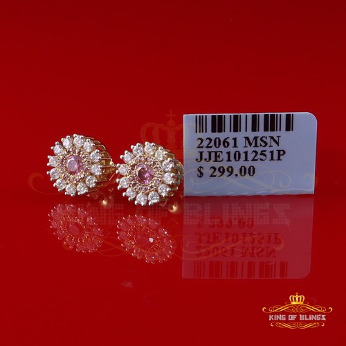 Runde Ohrstecker Herren/Damen 925 Silber gelb 1,00ct VVS D rosa Moissanit - Bild 8 von 12