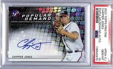 2022 Topps Pristine Popular Demand #PDA-CJ Chipper Jones PSA 10 GEM MINT Auto Br