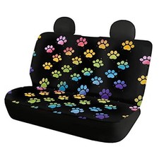 Print Car Seat Cover,Auto Back Seat Cover Rear Bench Seat Rainbow Dog Paw