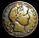 1907 O Barber Silver Half Dollar 50c Nice Details With Toning