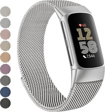 for Fitbit Charge 6 Bands Women Men, Stainless Steel Metal Mesh Loop Adjustable