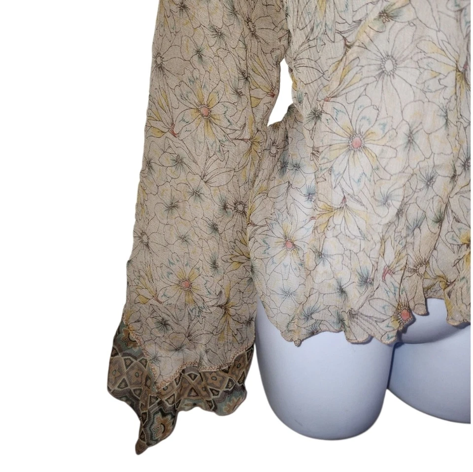 J.Jill Sheer Light Summer Silk Boho Feminine Sheer Blouse - Women's - Image 3 of 4