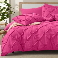 VACVELT 5PC Hot Pink Pintuck Duvet Cover Full/Queen, Zipper  Ties  Premium ...