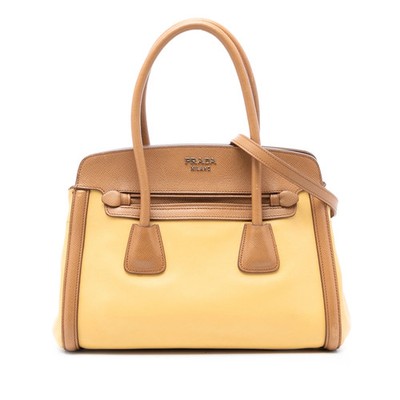Prada Bicolor Saffiano Leder mit Lederoptik Tasche