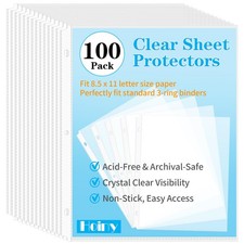 100 Pack Clear Sheet Protectors 8.5 x 11 Inch, Letter Size Page