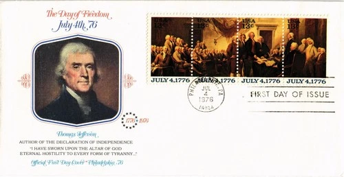 Dr Jim Stamps FDC 13c Declaration of Independence 4v Strip Monarch Size Cover