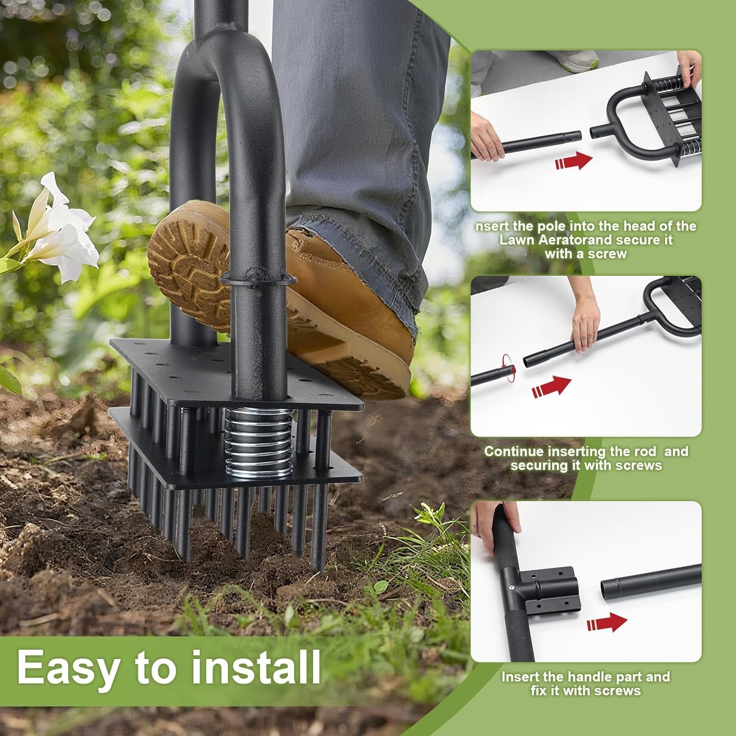 Lawn Aerator,39 inch Long Aerator Lawn Tool,Save Labour Core Aerator with 14 USA