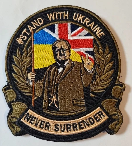 Winston Churchill Ukrainian Morale Patch ARMY MILITARY Tactical Great UK WW2