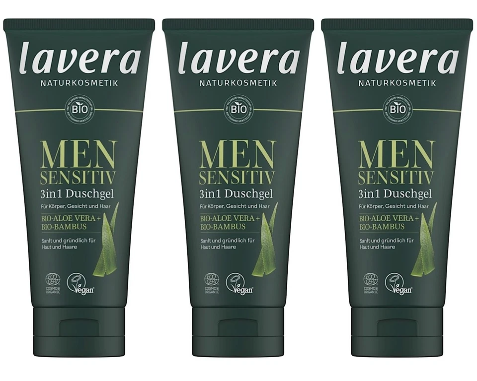 ✅ lavera Men Duschgel Sensitive 3in1 mit Bio Bambus & Aloe Vera Männer 3x 200ml✅