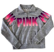 PINK VICTORIA  S SECRET 1/4 ZIP PULLOVER SWEATSHIRT W/ KANGAROO POCKETS XS