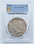 1934-S Peace Silver Dollar PCGS XF40 Gold Shield Label -  T275