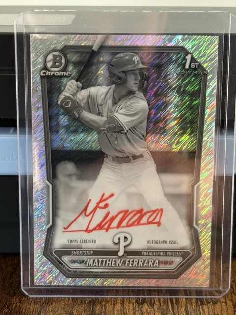 2026 Bowman Chrome MATTHEW FERRARA #CPA-MF Black & White Shimmer Red Ink Auto