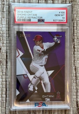 Shohei Ohtani 2018 Finest Purple Refractor  #'d /250 RC PSA 10 Gem Mint Pop 29