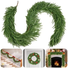 9 Ft Norfolk Pine Garlands,Artificial Christmas Real Touch Greenery Garland R...