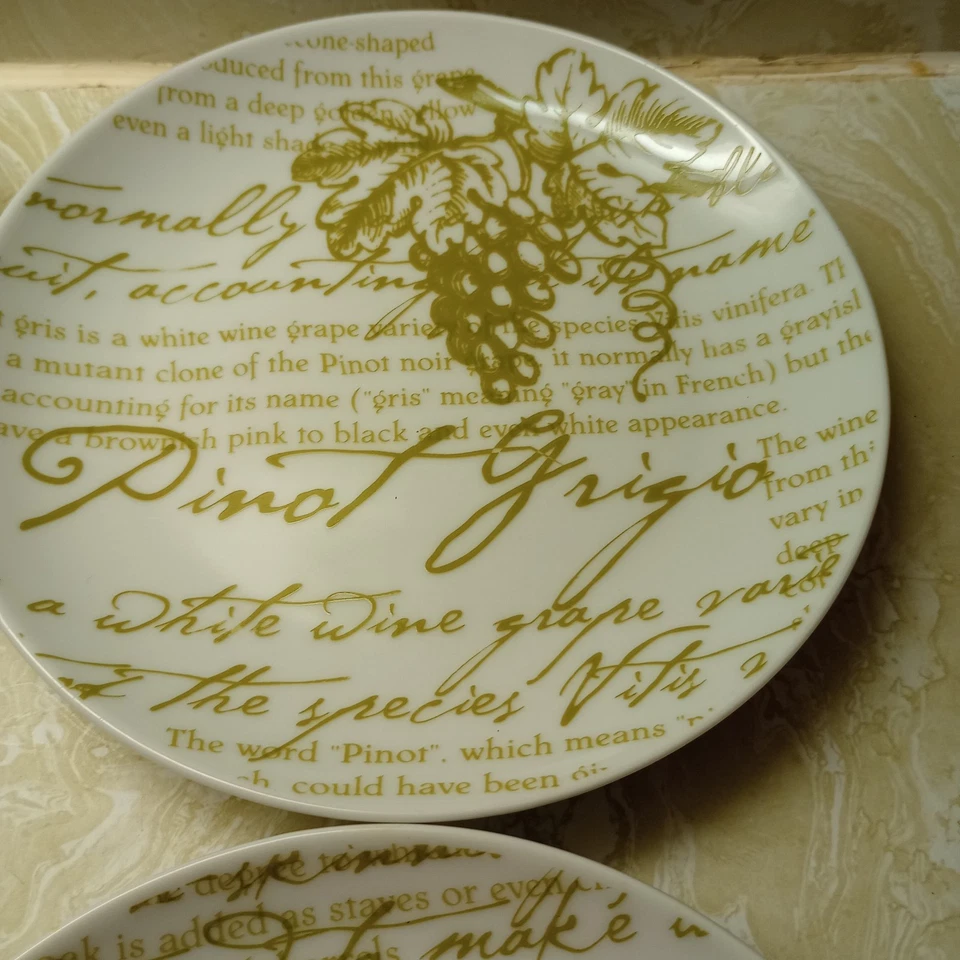 Boston Warehouse Private Reserve White Wine Porcelain Plate Set of Four 6.5 Inch - Image 4 of 4