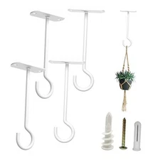  Ceiling Hooks Heavy Duty 2 Pack - Plant Hooks for Ceiling 5 Inch 4 Pack White