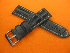 24mm HORNBACK Genuine Leather Strap Band made Super Avenger Tang Buckle Grey
