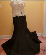 Mac Duggal White and Black Strapless Dress, Size 4