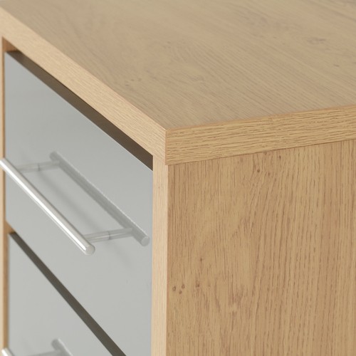SEVILLE LIGHT OAK & GREY GLOSS BEDROOM FURNITURE, WARDROBES, CHESTS