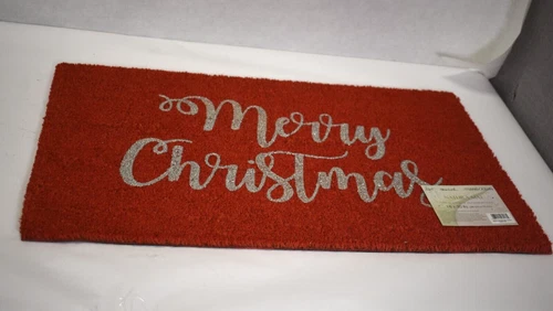 Liora Manne CLA1-161 Natura Merry Christmas Outdoor Coir Mat Red 1'6" x 2'6" - Picture 1 of 6