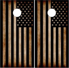 Burnt Wood Flag Cornhole Wrap Bag Toss Skin Decal Sticker