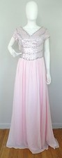 PROM Pink Floral Sequin Beaded Full Length Prom Special Occasion Dress Size 10