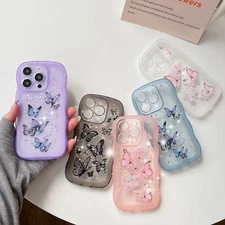 Case For iPhone 16e 16 Pro Max 15 14 13 12 11 Clear Butterfly Pattern TPU Cover