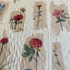 Covington Modern Floral 5th Avenue  Fabric Linen Wildflowers Beige Watercolor