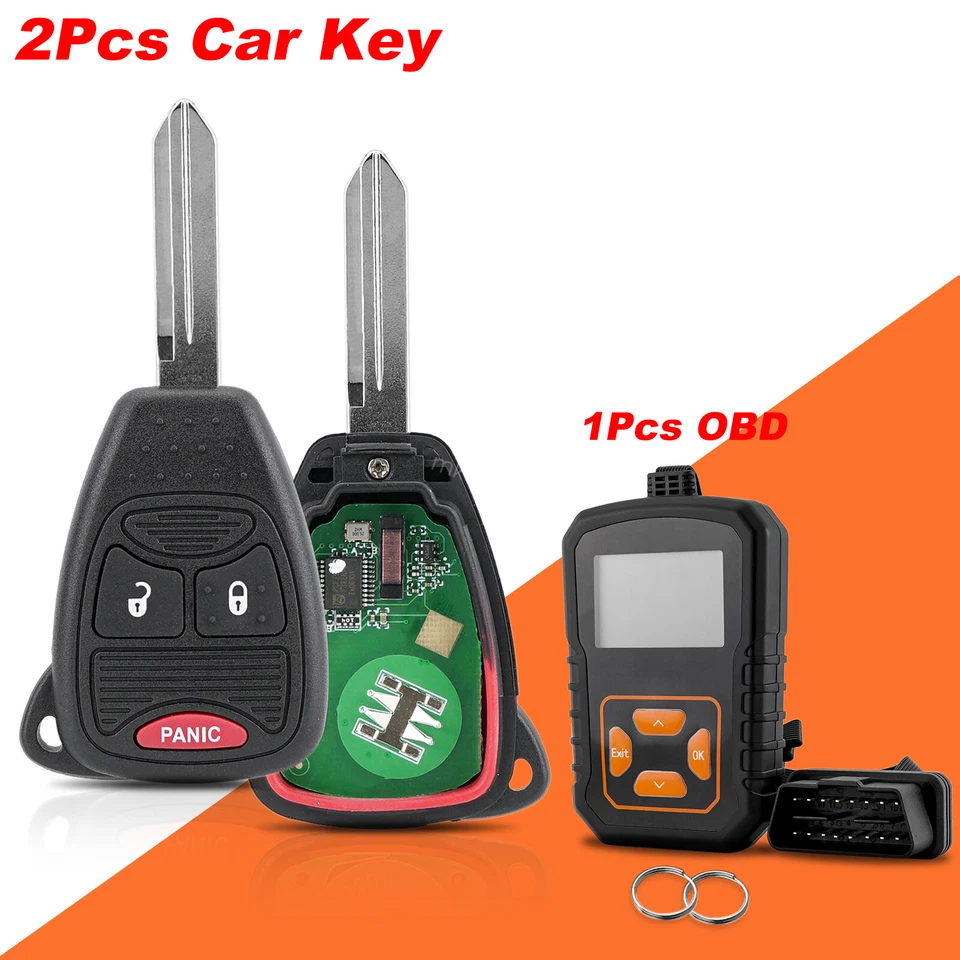 2 Llavero remoto + Kit de herramientas para Dodge Caliber Nitro Ram Jeep Wrangler Patriot Foto 4 de 4