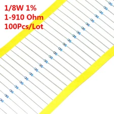 100Pcs 1/8W 1/8 W Metal Film Resistor ±1% 56 120 150 180 470 680 1-910 Ω Ohm