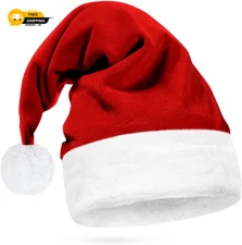 All Black Santa Hat Faux Fur Black Trim Gothic Xmas Accessory Goth Christmas Hat