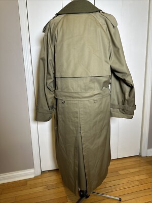 Burberrys Mens 42 R Nova Check Wool Lined Trench Coat Jacket Army